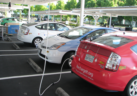 GoogleFleet begins to form: cars ready to recharge.