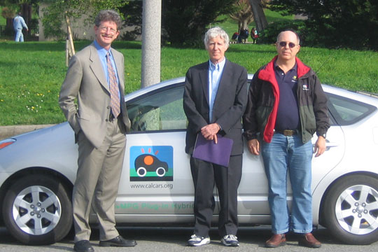 Felix Kramer, Ron Gremban and Lester Brown with the PRIUS+ plug-in hybrid