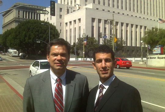 Attorneys Rooklidge and Ghajar, who successfully defended a naming-rights suit against CalCars, October, 2008